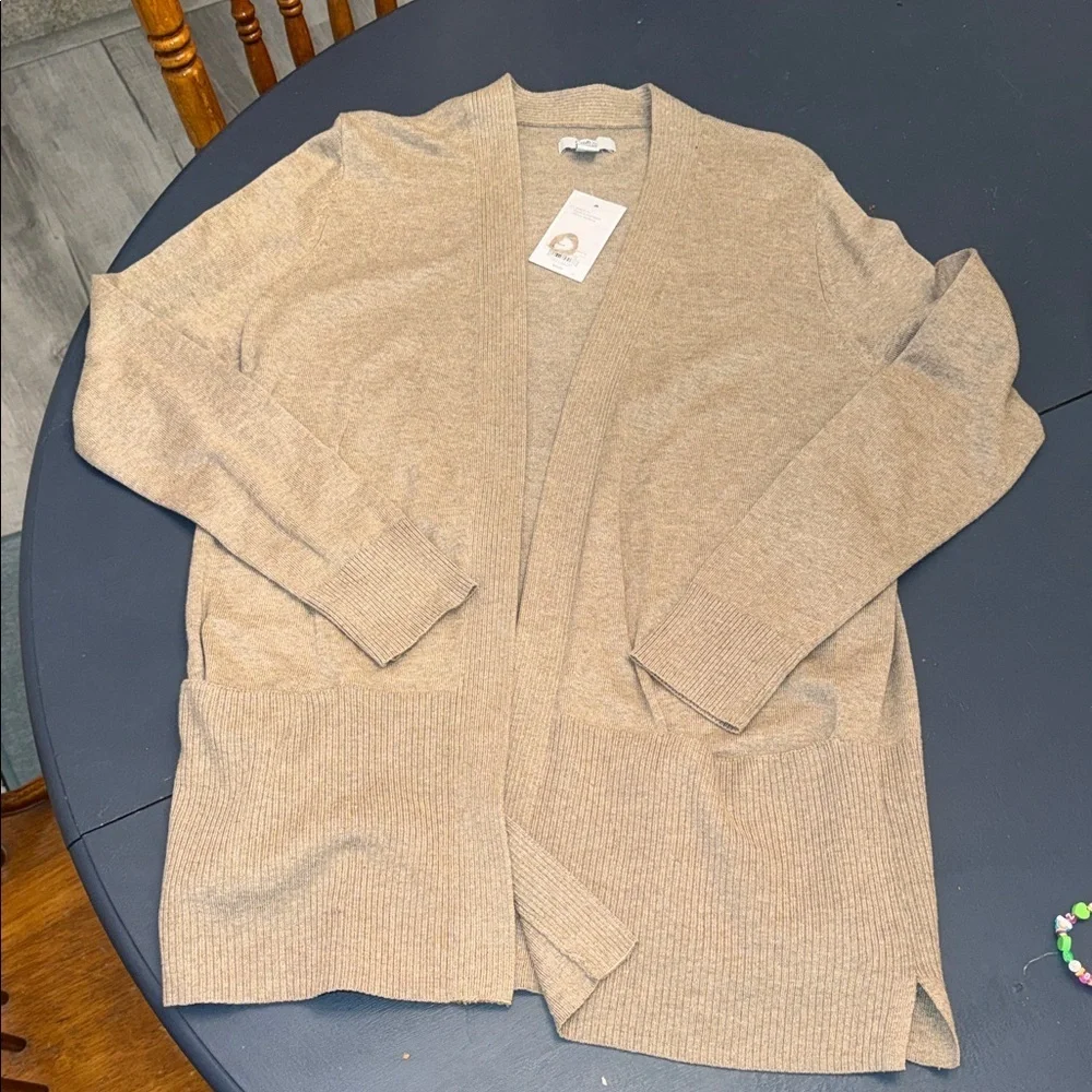 NWT Croft & Barrow Open-Front Lightweight Cardigan Sweater in Taupe casual,layer